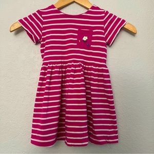 Hanna Andersson Girls Striped Flower pocket Dress